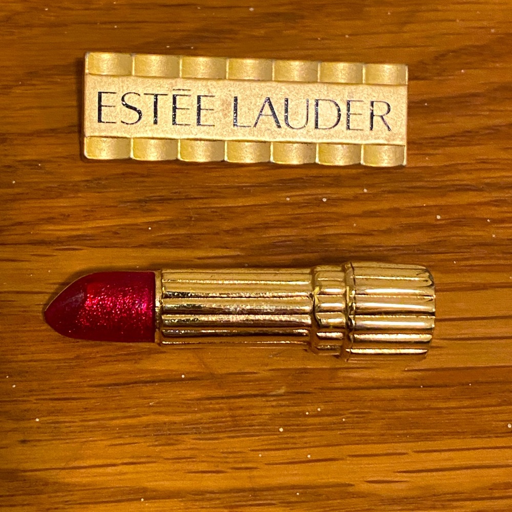 Estée Lauder pin and lipstick pin 💄